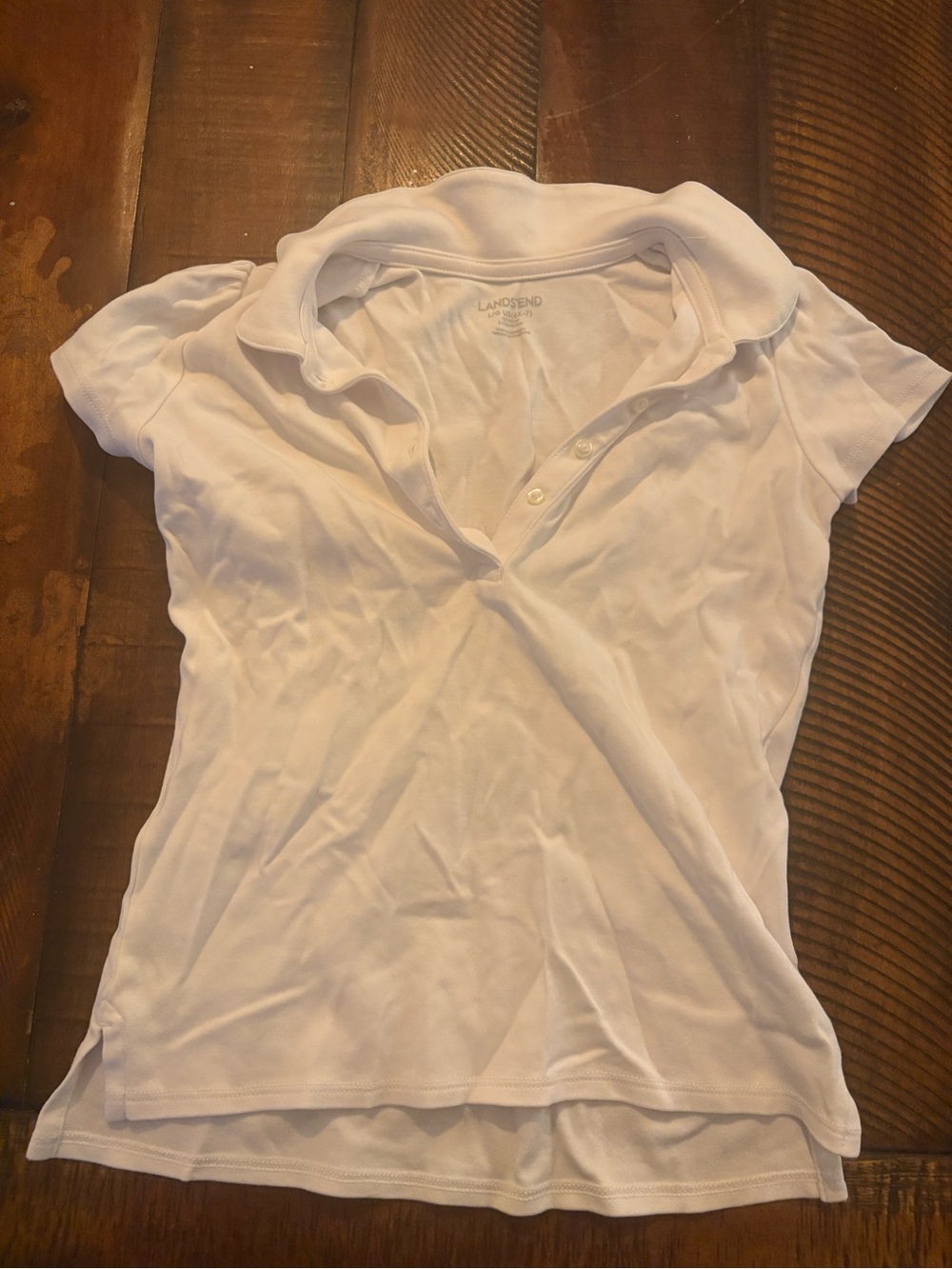 Lands' End White Short-Sleeve Polo Shirt